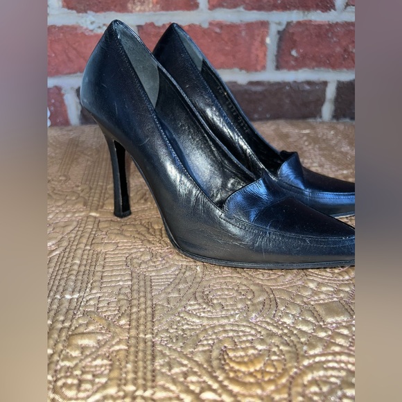 Y2K Vintage Gucci “loafer stilettos “👠 Black leather with a wooden heel - Picture 12 of 15